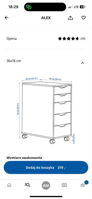 Szafka IKEA Alex komoda biała na kółkach dokumenty