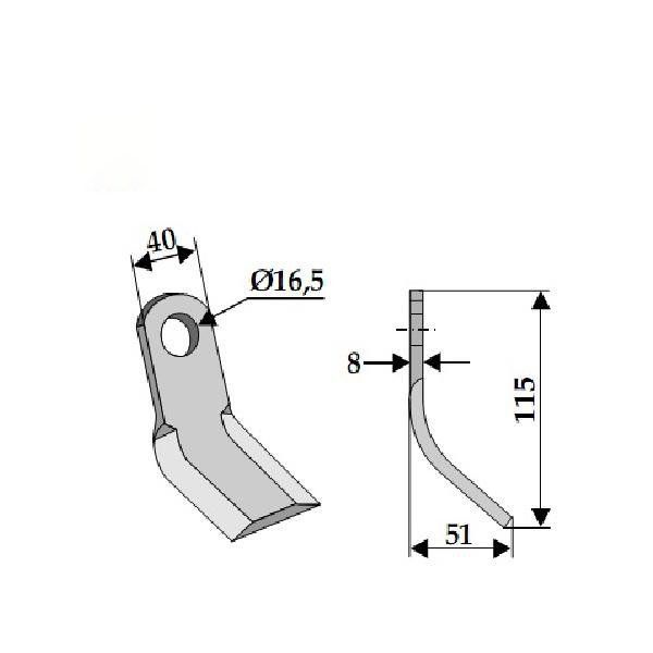 Bijak/nóż/młotek Y do kosiarek bijakowych EFGC EFGCH 16mm 330g /10/