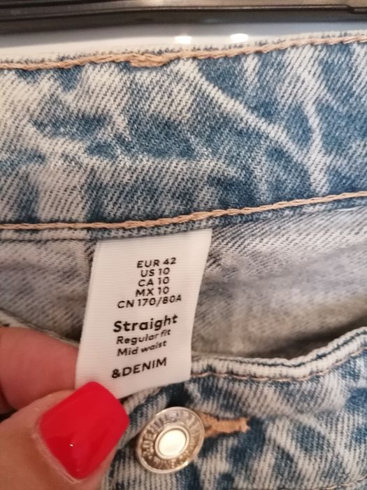 Calças de ganga straight regular fit mid waist tamanho 42