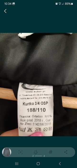 Kurtka osp zimowa 3/4 188/110, Kurtka strażacka wyjściowa OSP z podpin