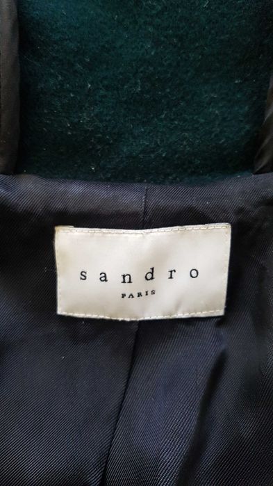 Sandro wełniany płaszcz futro jenot rozmiar M