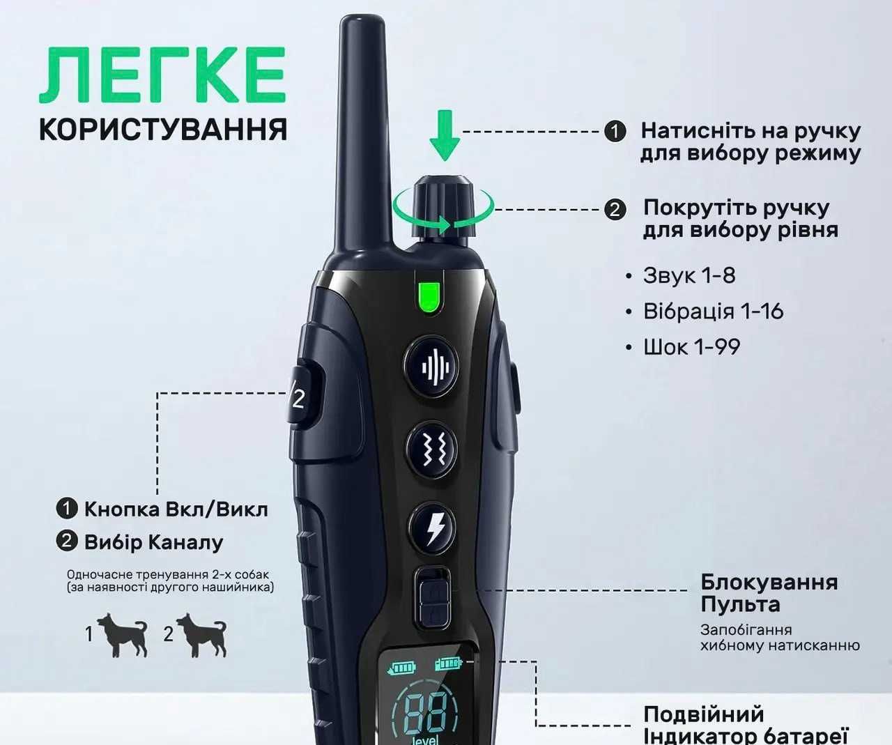 Электронный ошейник для дрессировки собак JD rs3 до 1500 метров