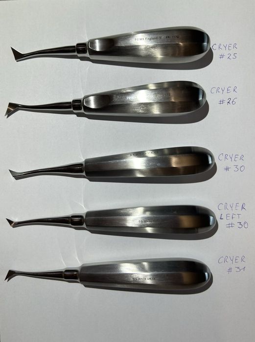 Елеватори стоматологічні, щипці, бори та інше