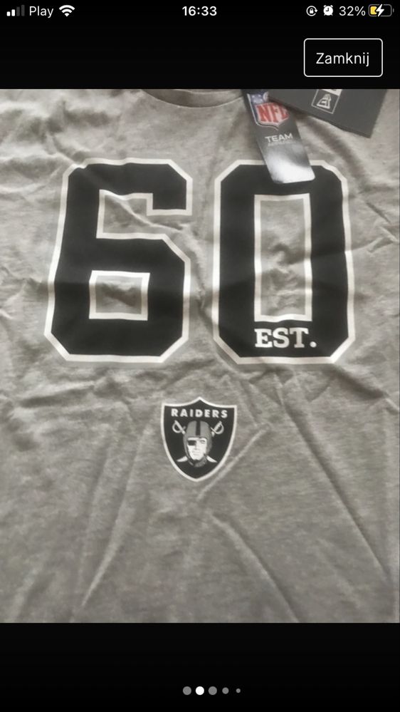 Szara koszulka raiders L new era