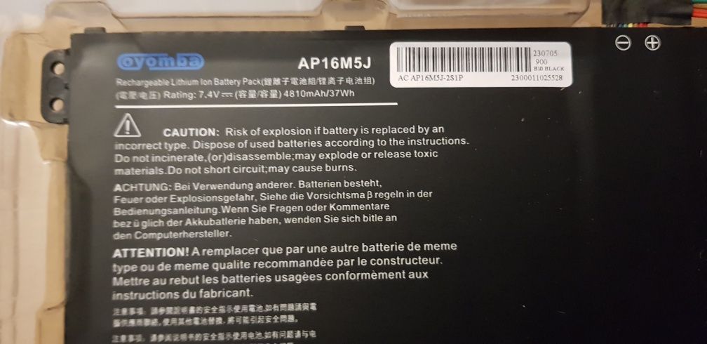 Bateria Oyomba AP16M5J do Acer Aspire - Nowa, Kompatybilna