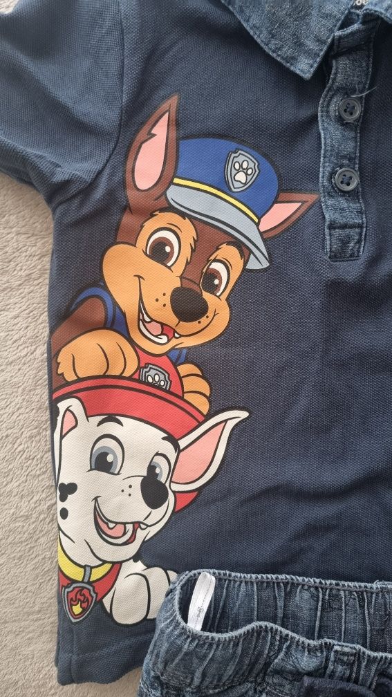Zestaw chłopięcy Psi Patrol. Koszulka + spodenki. Jak nowy. C&A