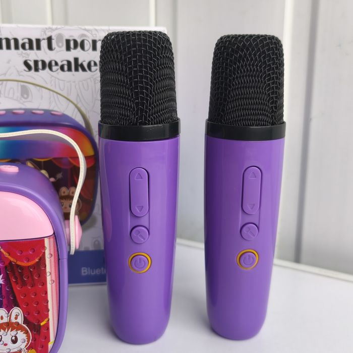 Караоке, міні колонка з двома мікрофонами Лабуба