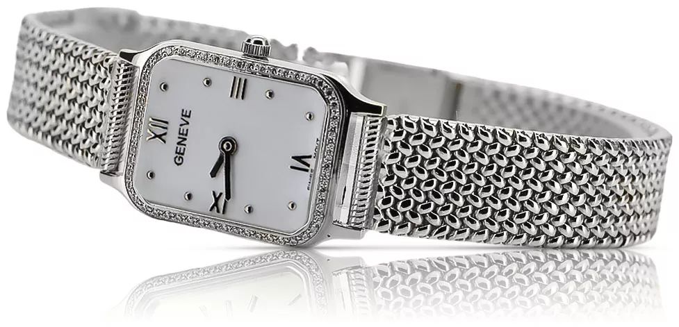 Zegarek z białego złota 14k damską z BRYLANTAMI lwd055wdw&lbw003w P