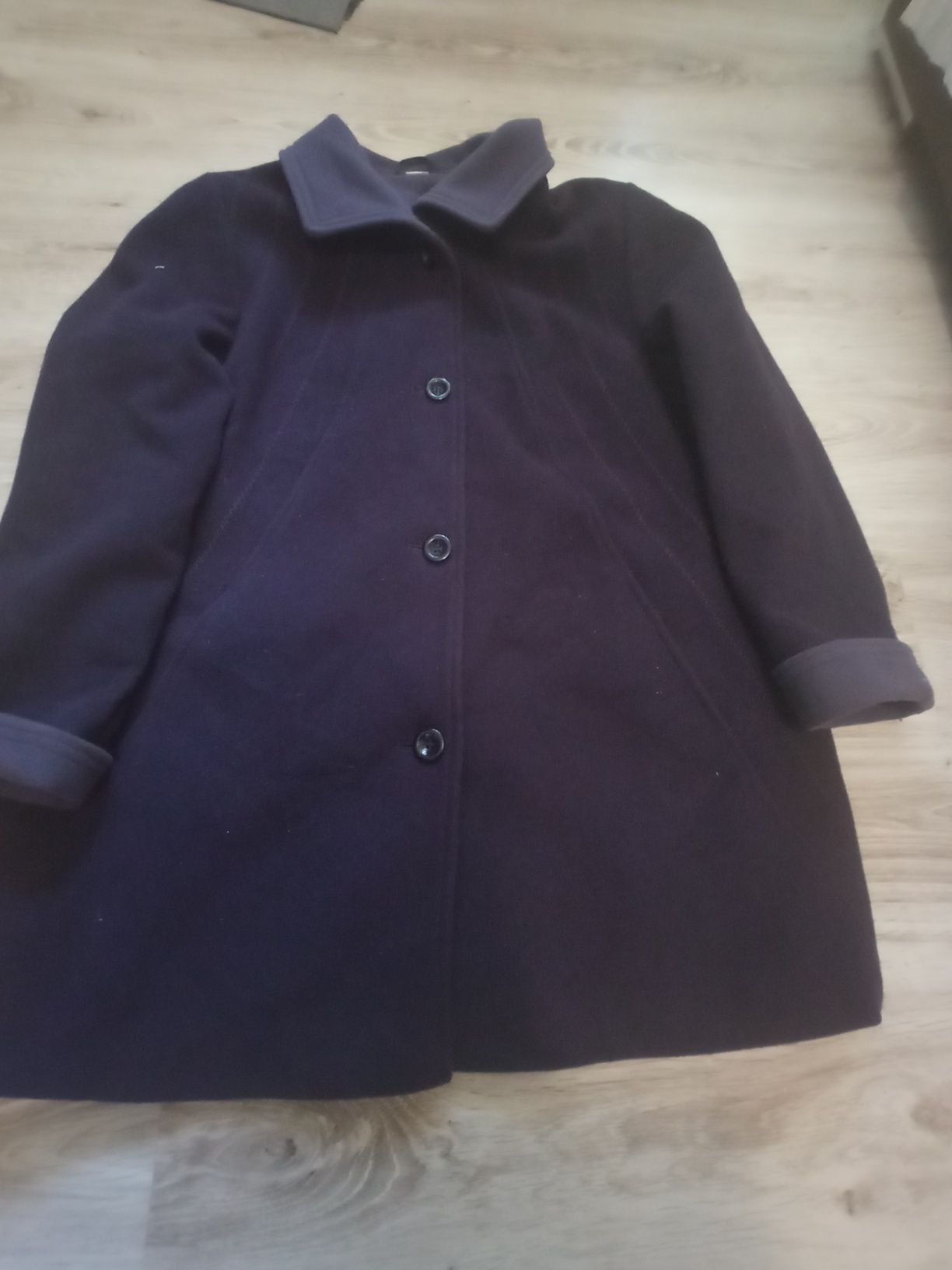 fioletowy wełniany płaszcz48-50