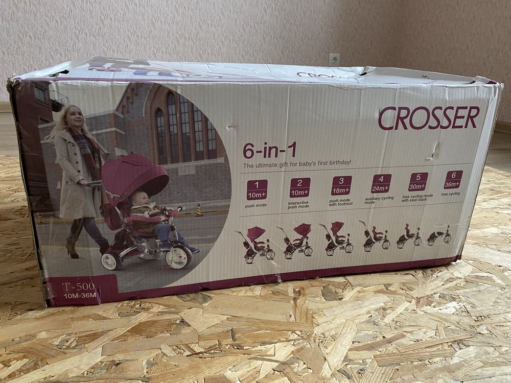 Дитячий триколісний велосипед-коляска Crosser 6 в 1
