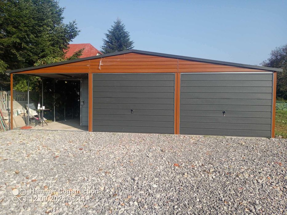 Garaż blaszany, wiata. WZMOCNIONY PROFILAMI. Producent. Cała POLSKA