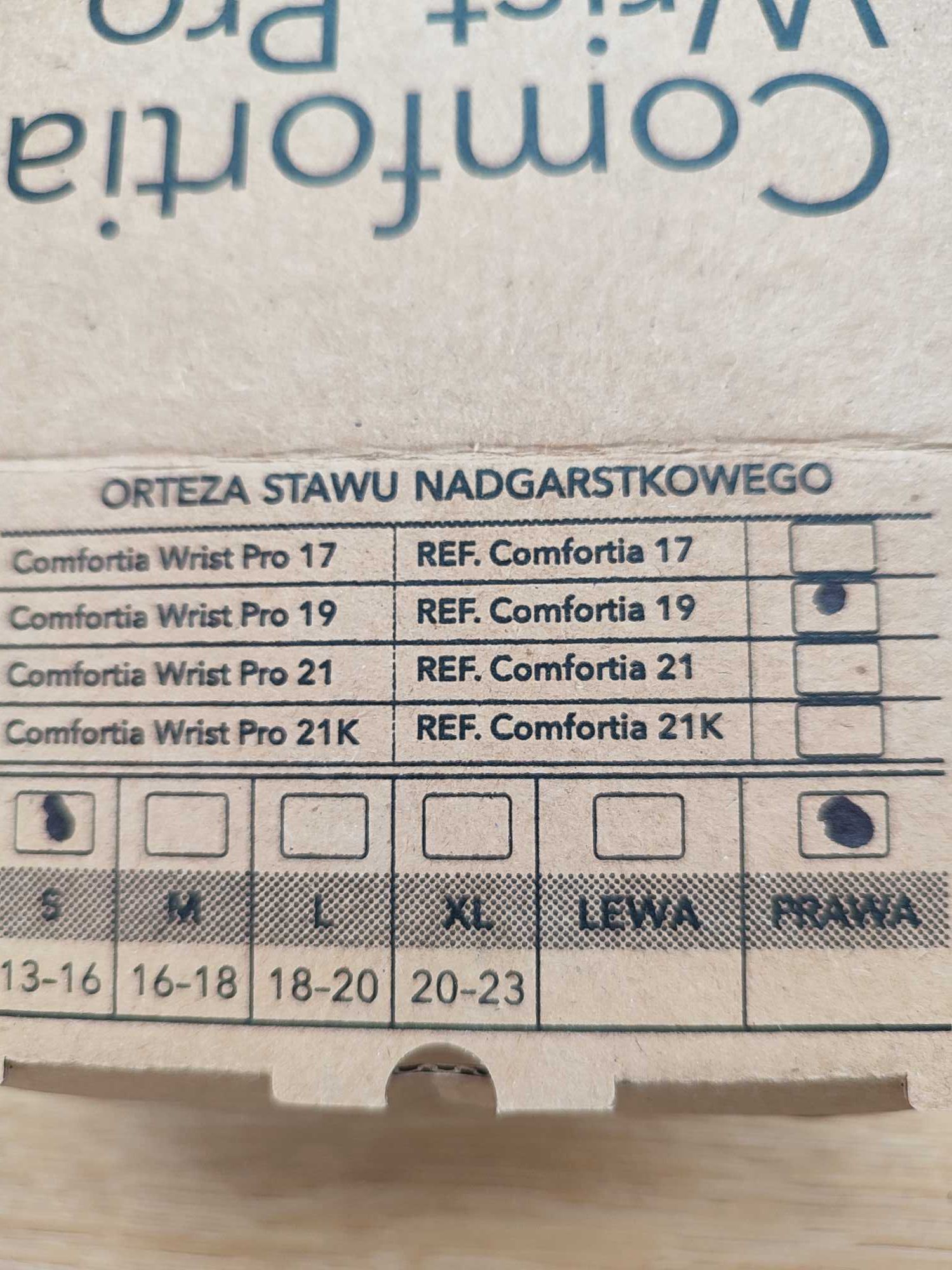 Dziecięca orteza stawu nadgarstkowego, prawa rozm.S