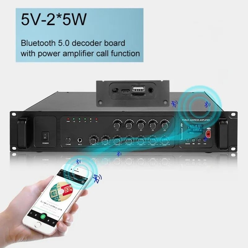 mp3- плеер Bluetooth декодер, усилитель 5W. FM, aux, микрофон