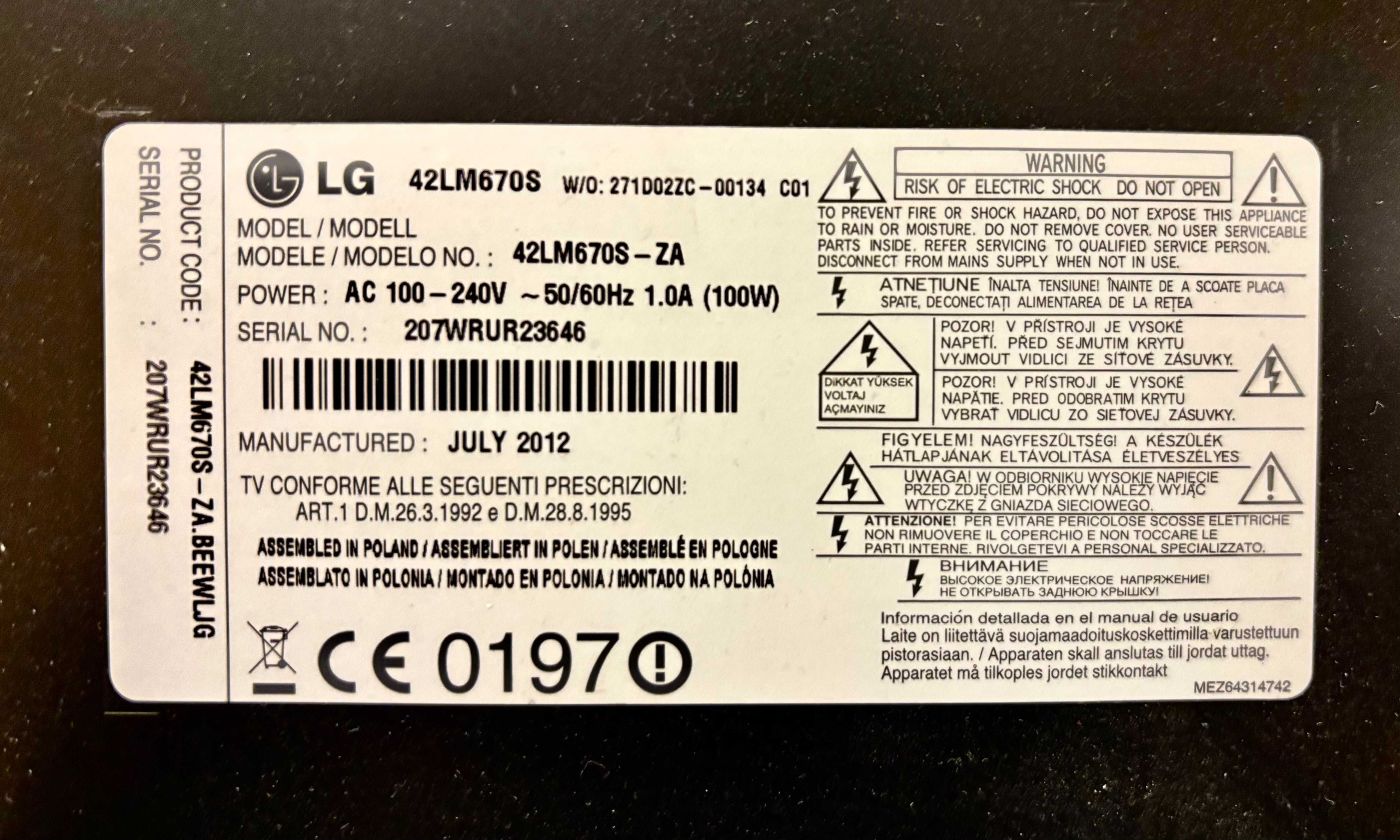 TV LG 42LM670S 42 cale stan idealny - świetna jakość za rozsądną cenę