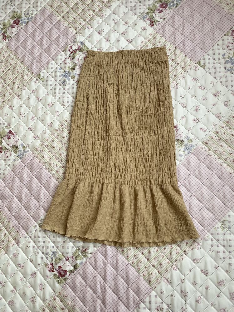 Beżowa spódnica midi XS 34 gina tricot basic
