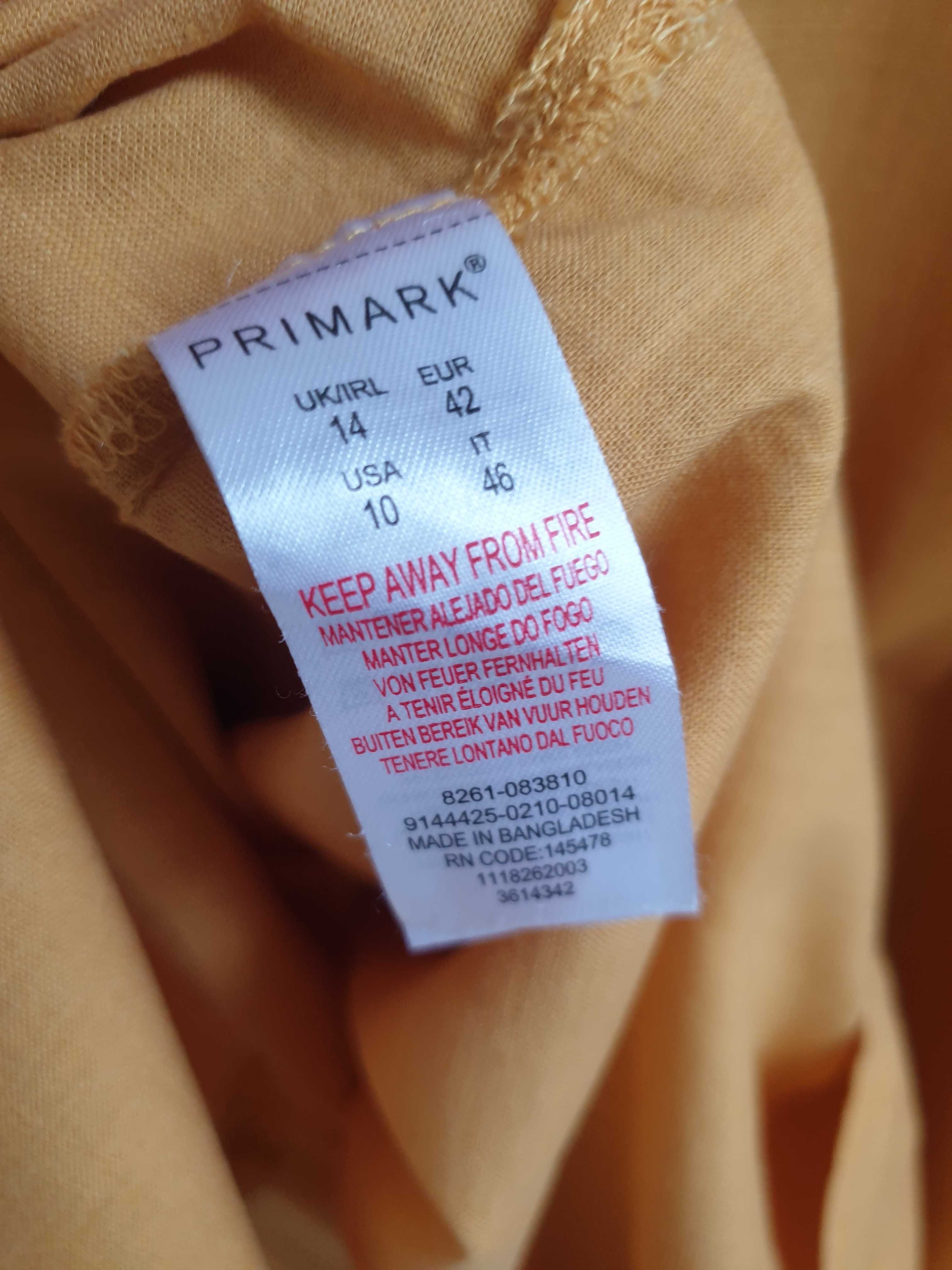 Żółta musztardowa bluzka koszula bez rękawów lniana Primark 42