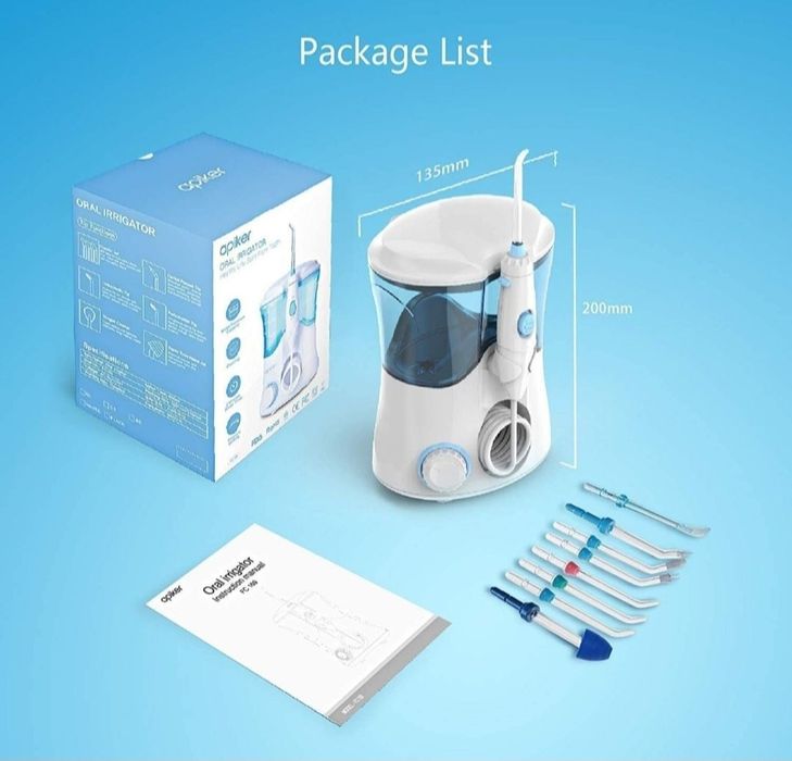 Apiker irygator do czyszczenia zębów z 8 wielofunkcyjnymi końcówkami