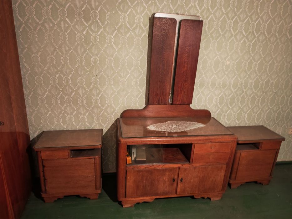 Toaletka z lustrem i dwie szafki nocne solidne drewno styl vintage
