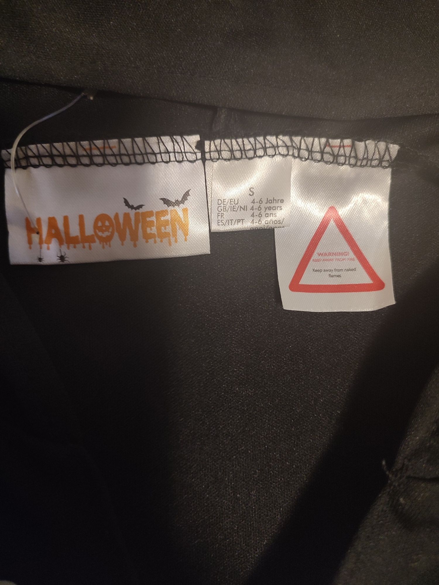 Sukienka halloween strój czarownicy z kapturem r. 4-6 lat