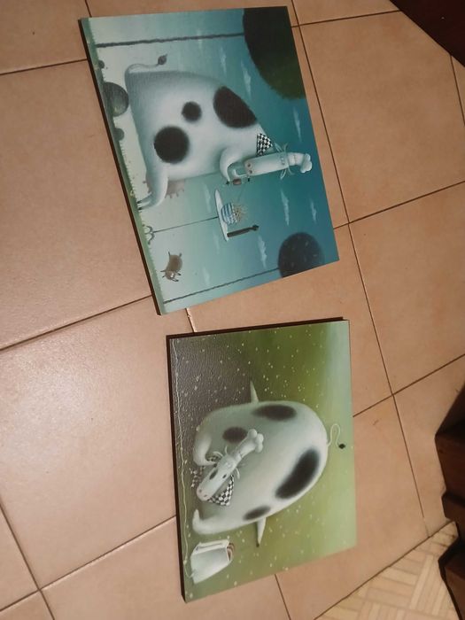 2 quadros 25cm de uma vaca divertida (valor pelos 2)