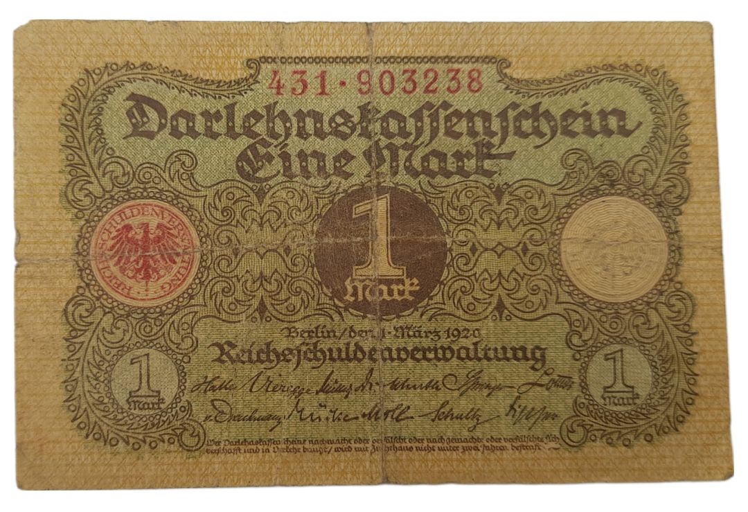 Stary Banknot kolekcjonerski Niemcy 1 marka 1920
