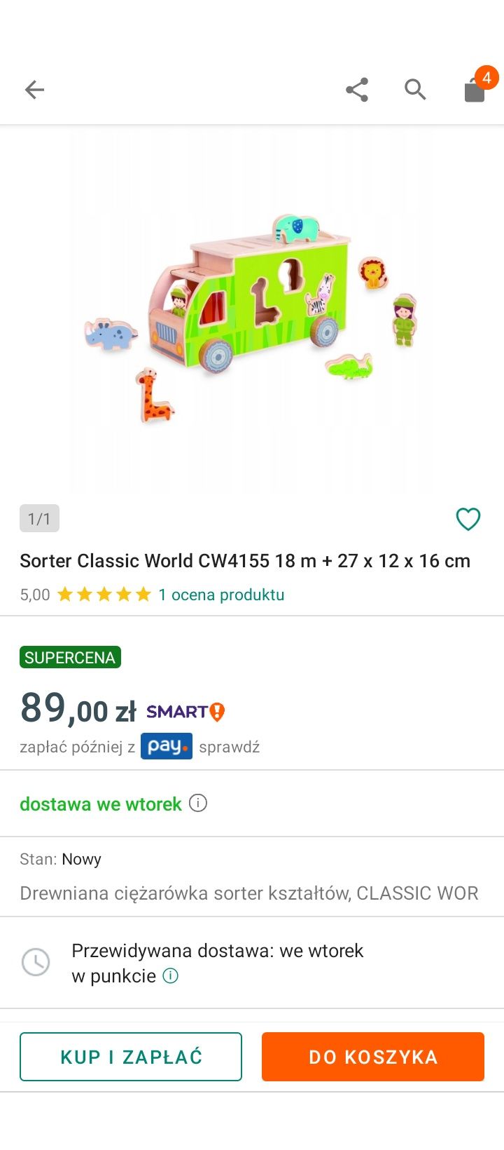 Sorter drewniany zwierzęta