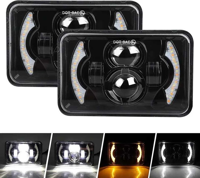 2 Faróis Led/Angel Eyes para Camião/Jipe/Moto (Retangulares) Nº2|NOVOS