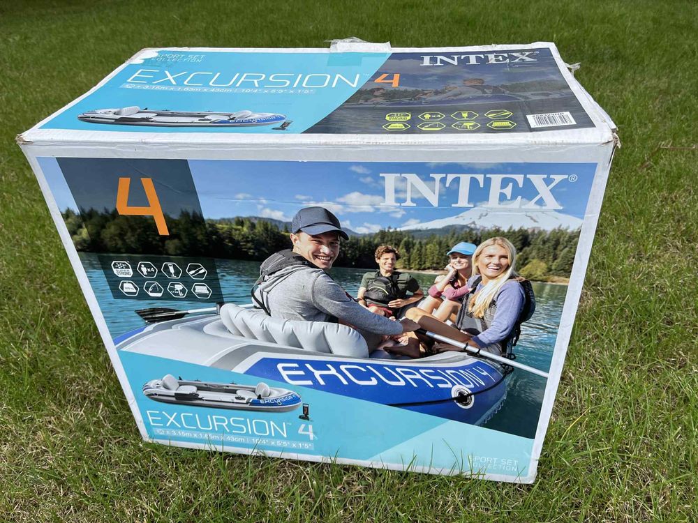 Ponton Intex Excursion 4 – używany tylko 4 razy, komplet akcesoriów