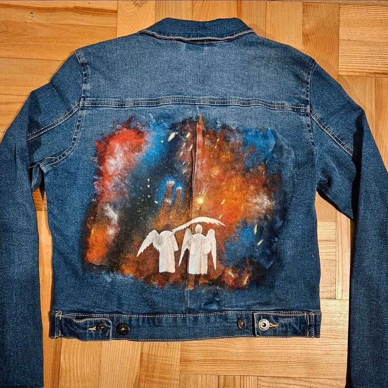 Custom kurtka jeansowa Good Omens