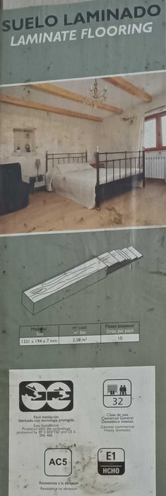 Placas de Pavimento flutuante laminado branco - 18 m2