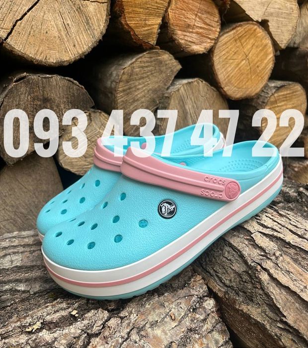 Жіночі Крокси Сабо Crocs Crocband Clog блакитні жовті пудра персикові