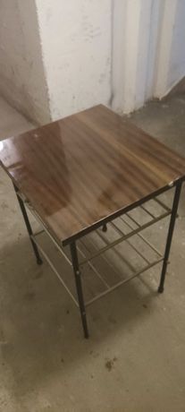 Stolik retro drewniano metalowy