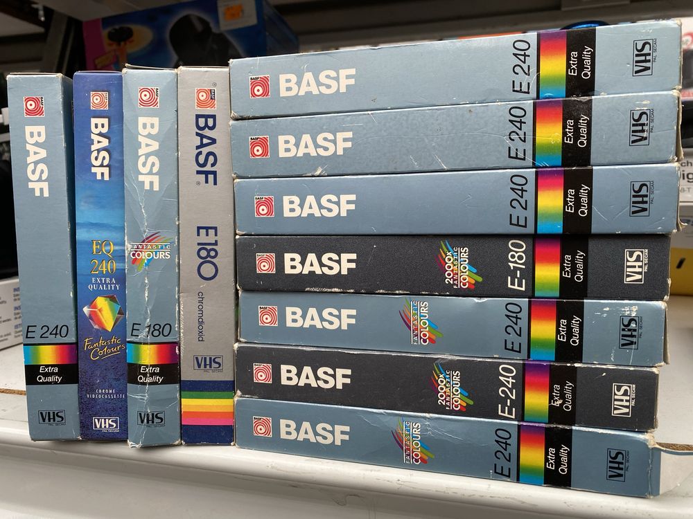 Kasety VHS BASF E180 i E240 chrome , ostatnie 11 sztuk