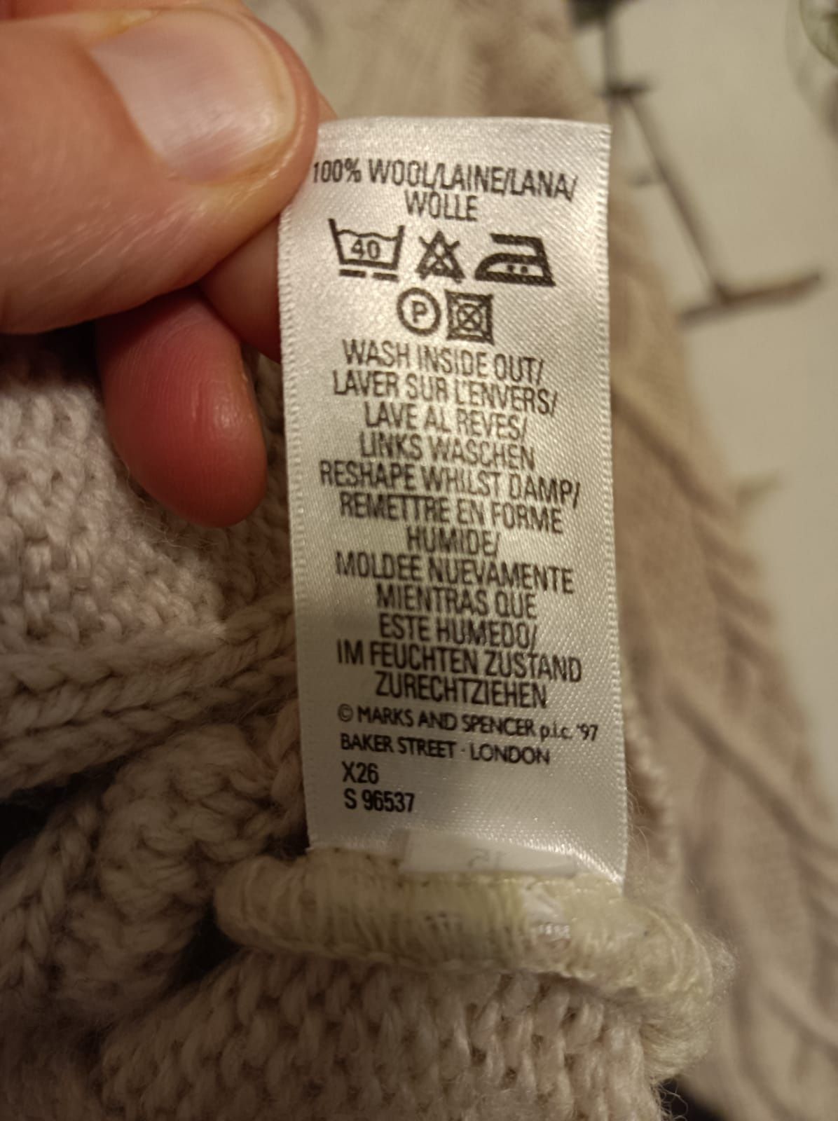 Wełniany sweter w warkocze "M&S"-M/L