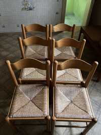 Krzesla 6szt drewno+ratan