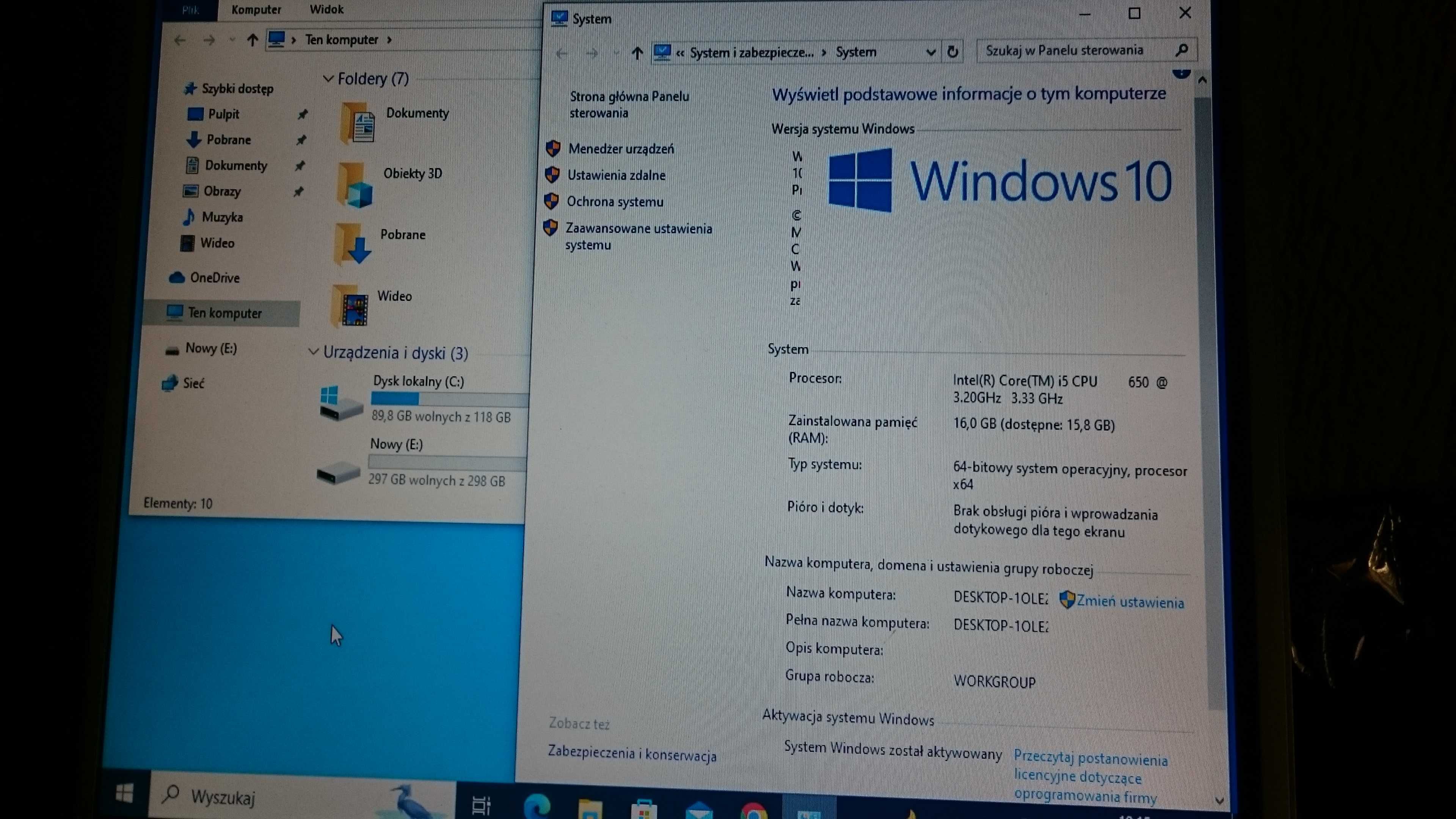 HP 8100elite i5-3,2-3,5GHz,128SSD+320HDD,ram16Gb, win10