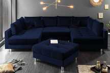 Elegancki narożnik do salonu z funkcją spania i pufą-Spanie 255x155cm