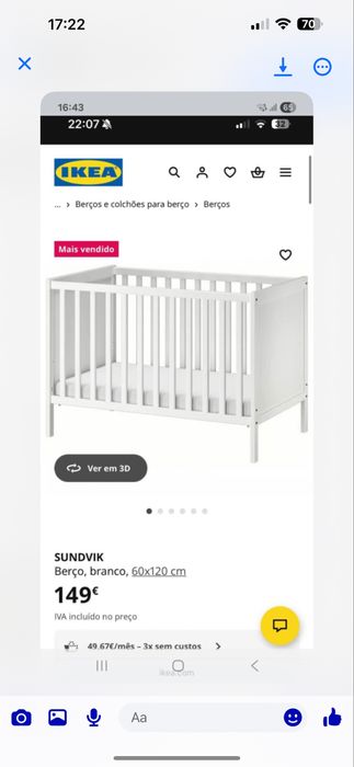 Vendo cama bebe  ikea