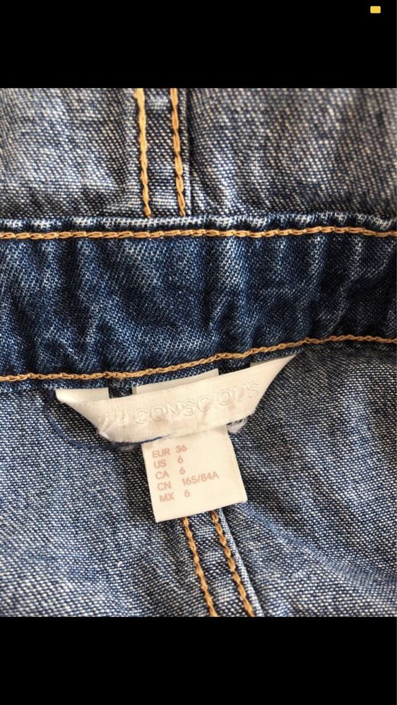 H&M sukienka jeansowa ciemna na szelkach