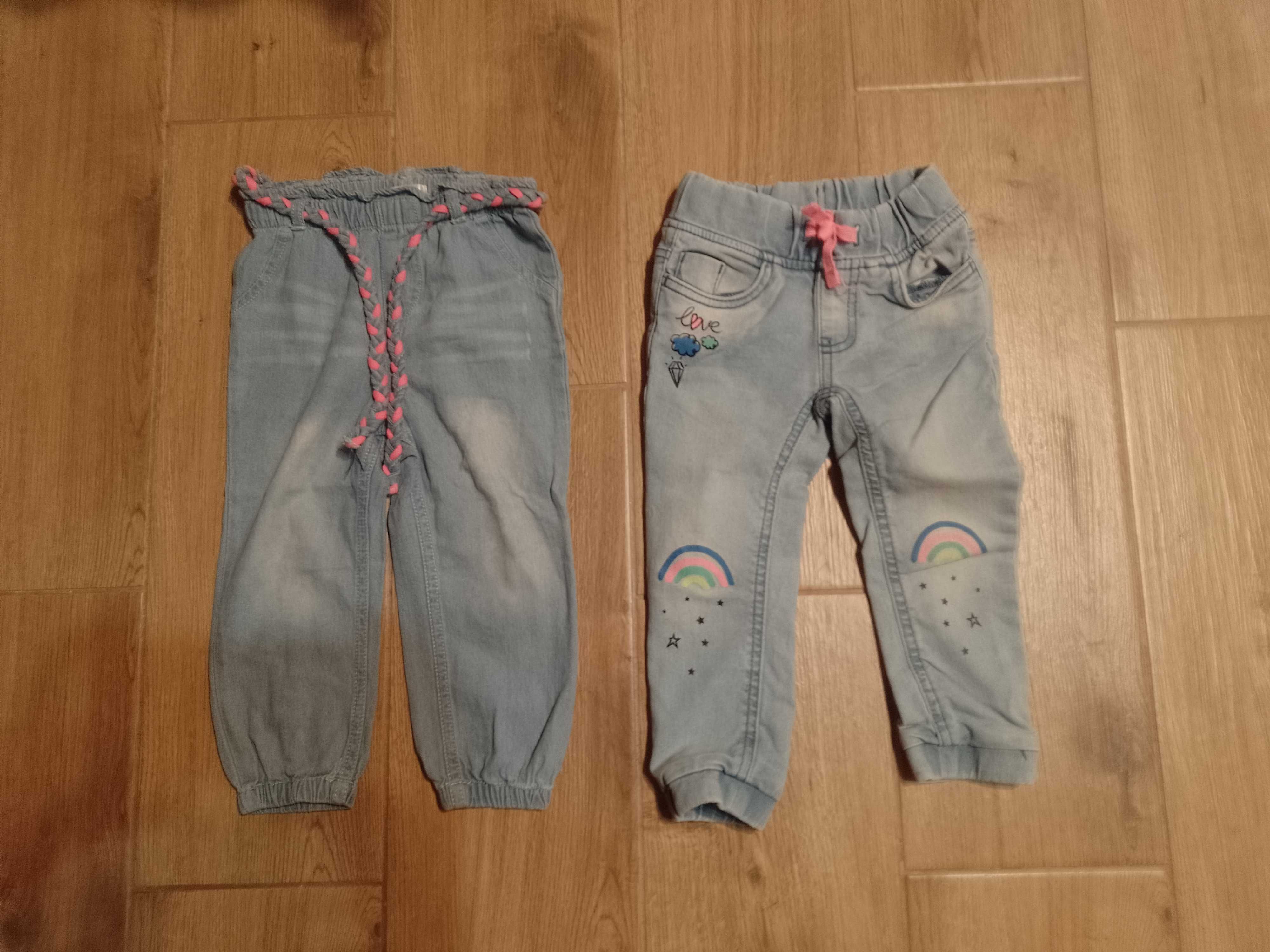 2x spodnie jeansowe 92