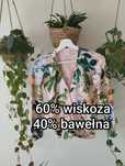 Wiosenny, letni sweter, kardigan z wiskozy i bawełny, pudrowy, w kwiat