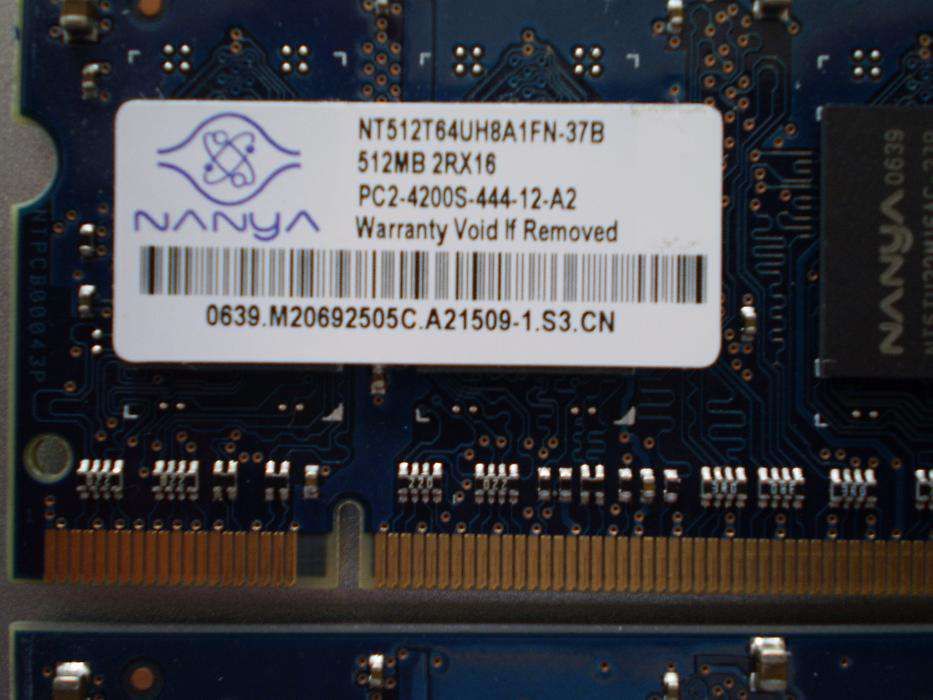 Memorias SODIMM - 512MG - DDR2 533Mhz - PC2 4200S-444-12