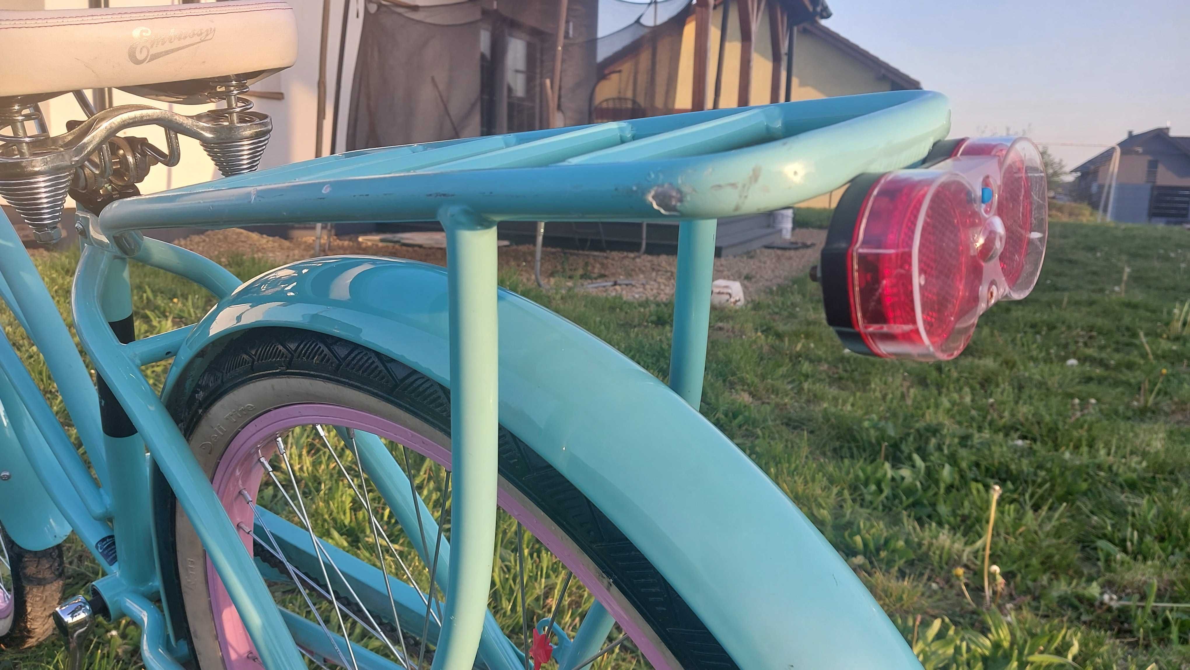 Rower retro miejski embassy 24 cale dziewczęcy niebieski z koszykiem