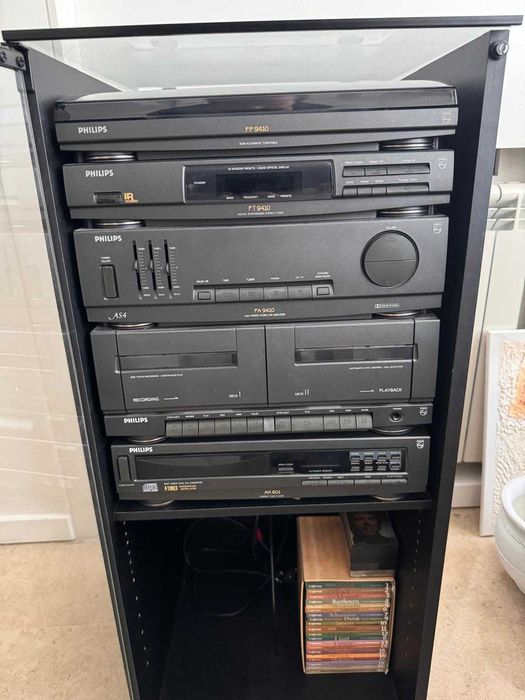 Sistema de Som Philips Hi-Fi Vintage Completo + Móvel