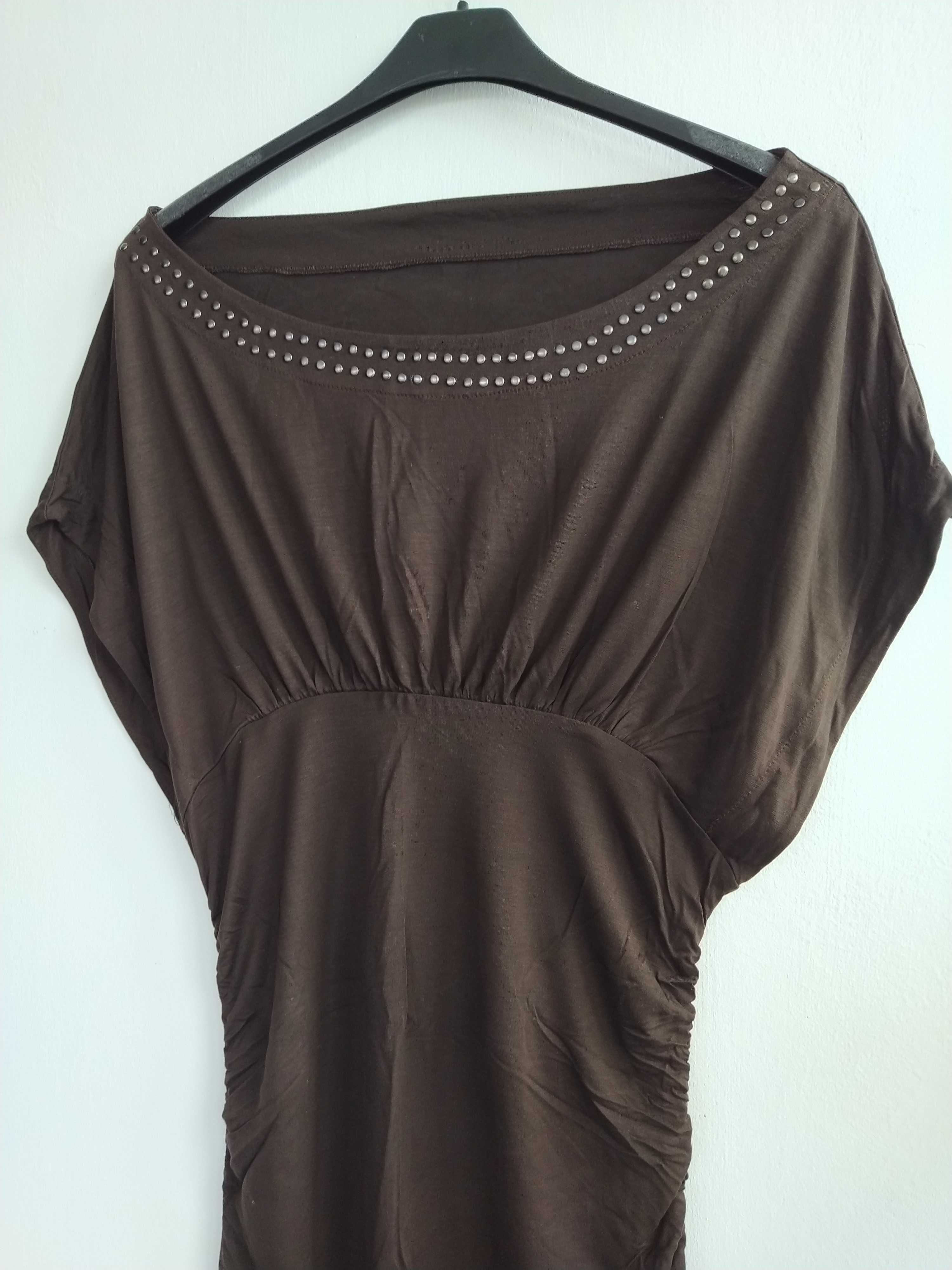 Túnica / vestido castanho com tachas - Tamanho XL