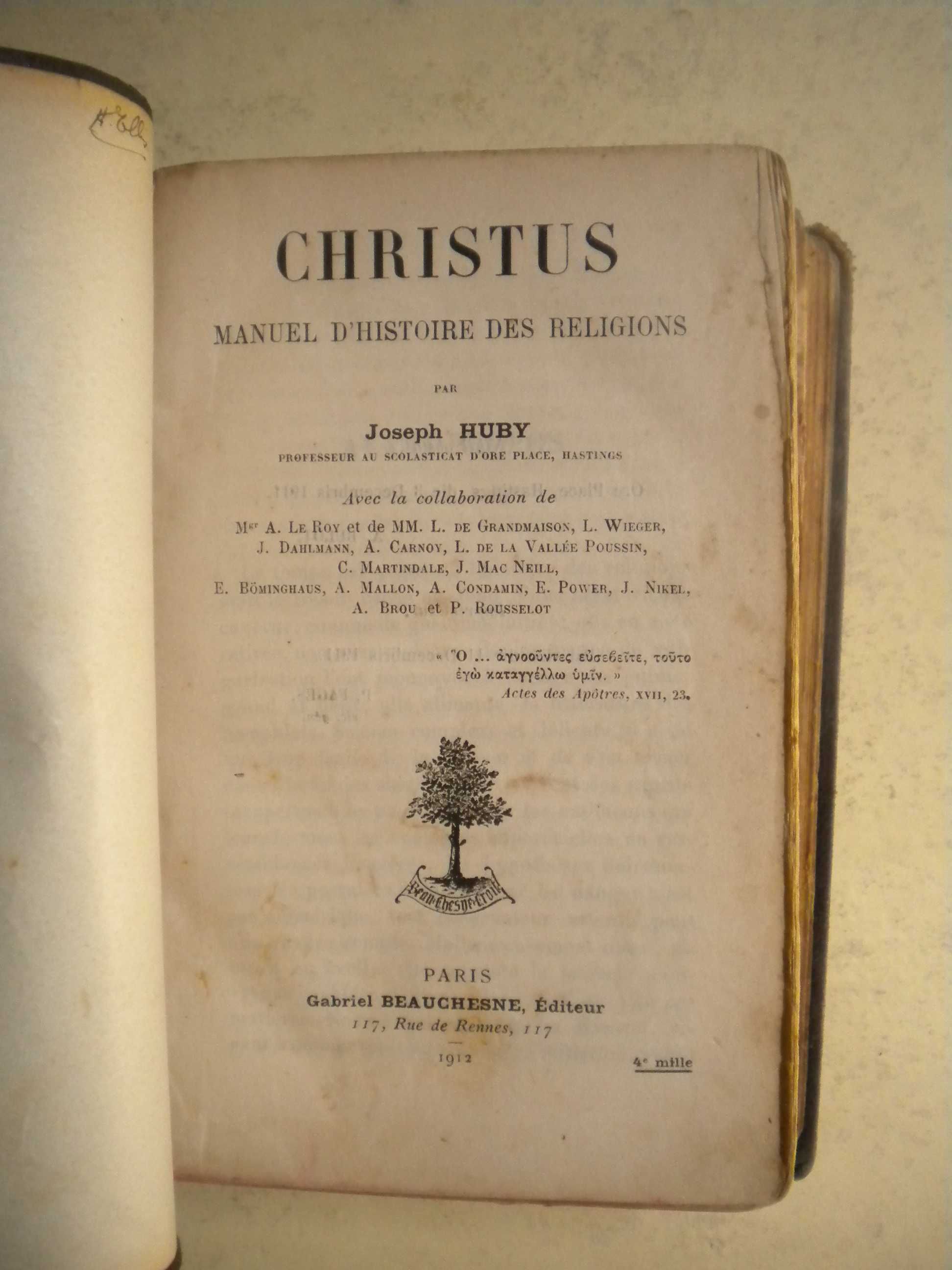 Christus - Manuel d´Histoire des Religions
par Joseph Huby - 1912