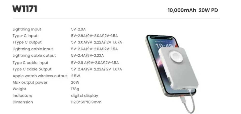 Повербанк Powerbank VEGER PD 10000MAH