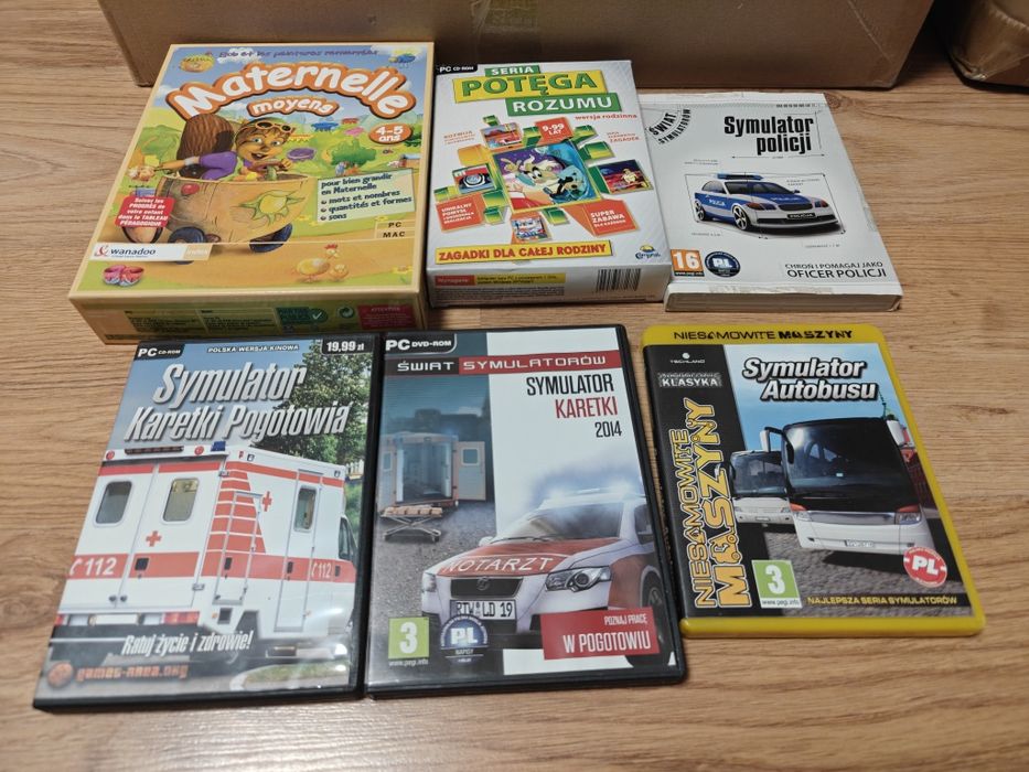 Zestaw używanych gier PC  symulatory i edukacja  logika  stan bardzo d