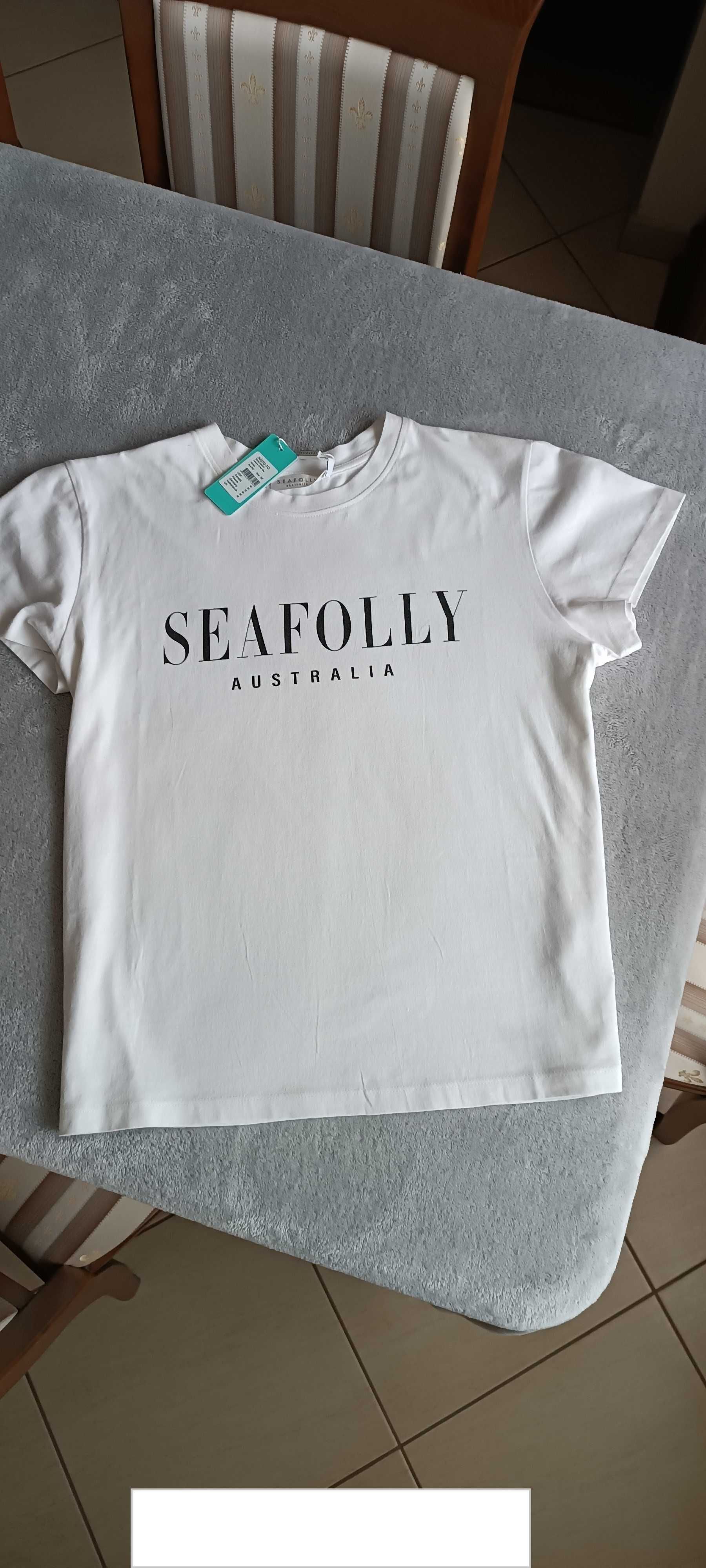(M- Midlle) Seafolly Australia T-Shirt Leisure 54570 Biały Regular Fit