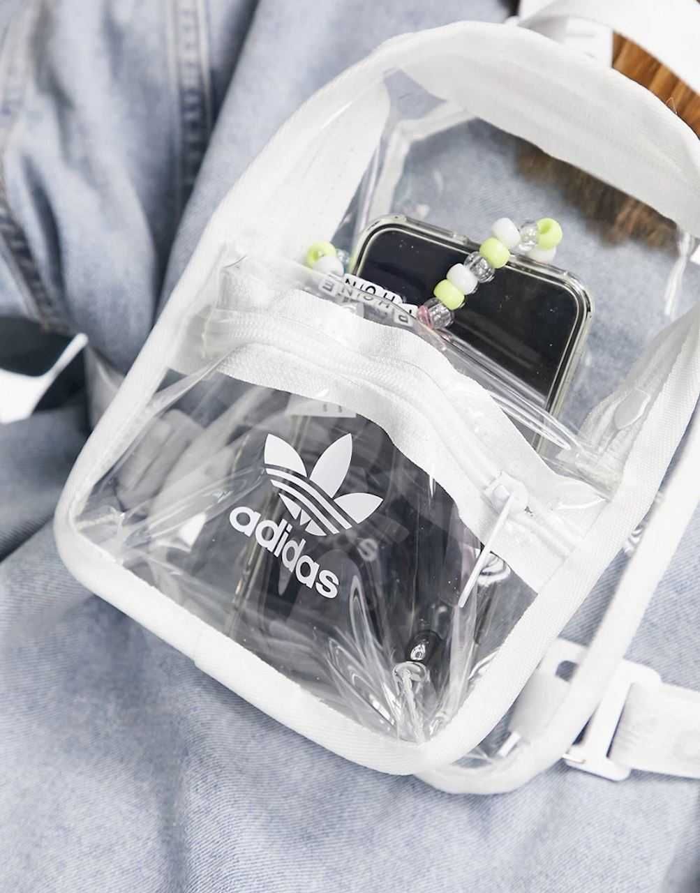adidas Originals logo backpack in transparent
